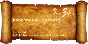 Kapronczai Zsinett névjegykártya